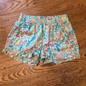 Crewcuts Green and Pink Floral Ruffle Shorts